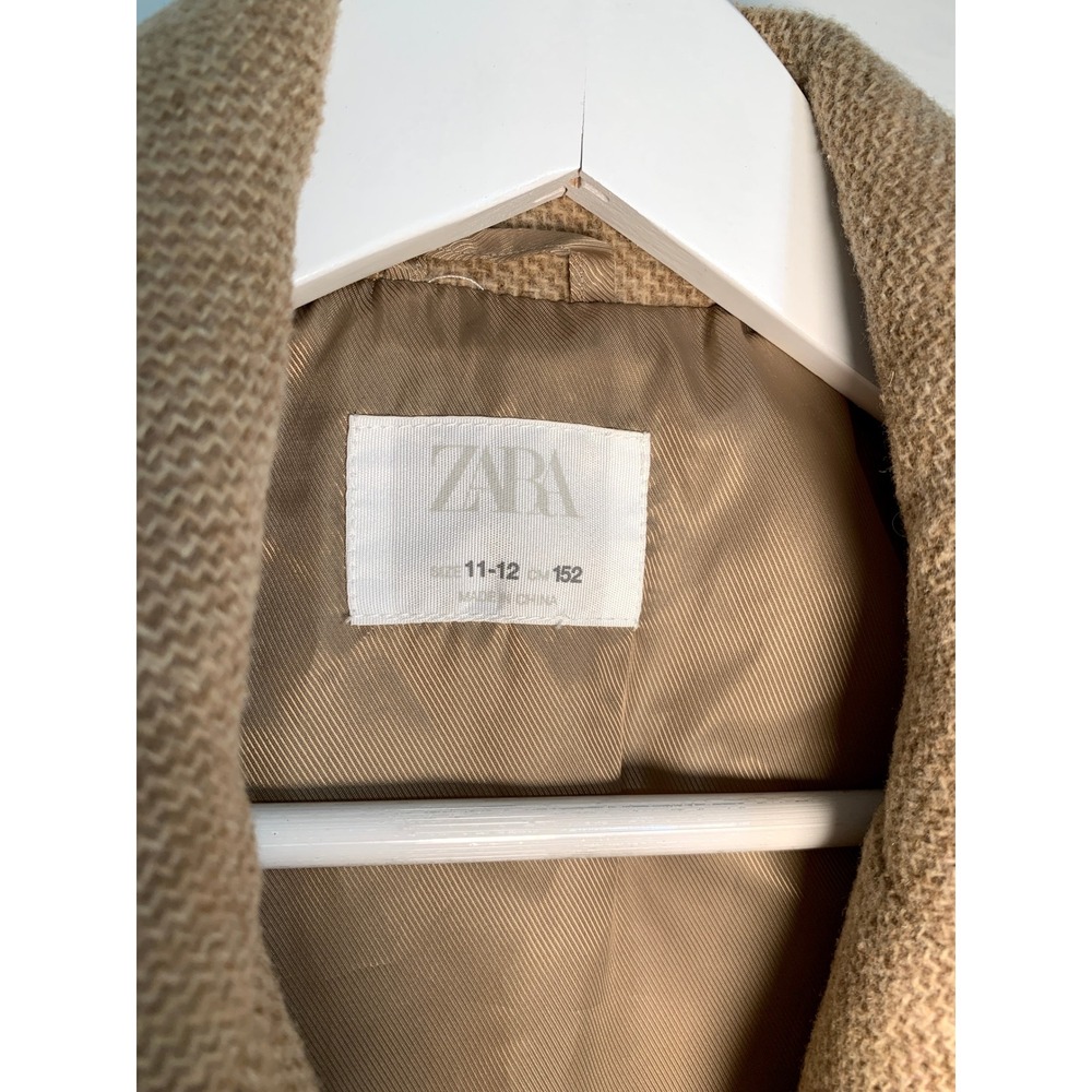 Zara Girls Double Breasted Brown Tweed Wool Blend Peacoat Gossip Girl / 11-12 - Picture 6 of 16